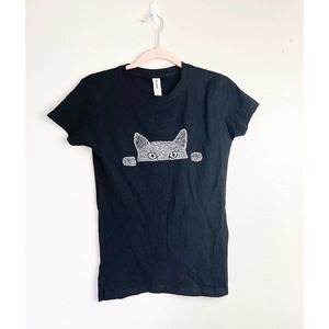 NWT LA Pop Art Cat Graphic T-Shirt Black